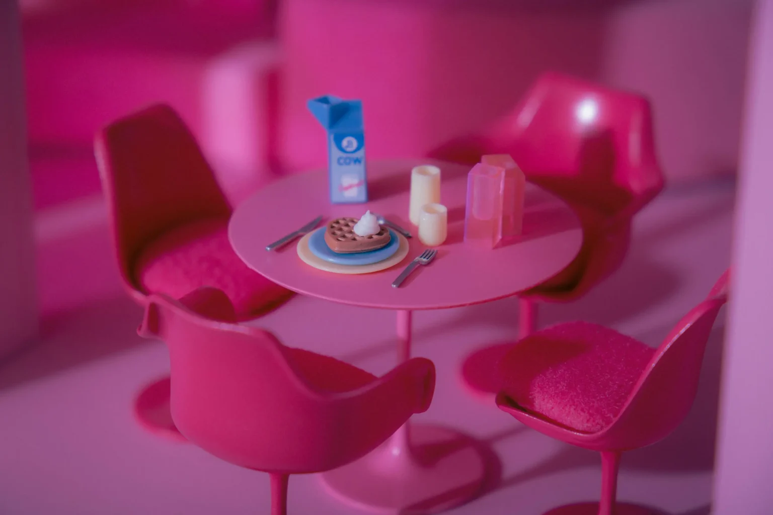 Desayuno en el comedor de Barbie's Dreamhouse en impresión 3D.